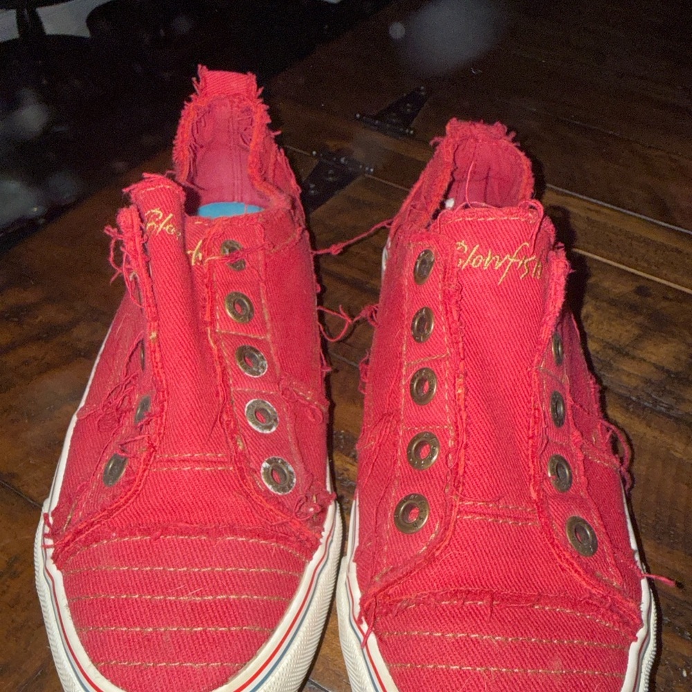 Blowfish Distressed Red Slip-On Shoes- Size 9